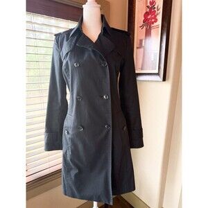 Banana Republic Women's Petite S Trench Coat Belted Lined Double Breasted Black